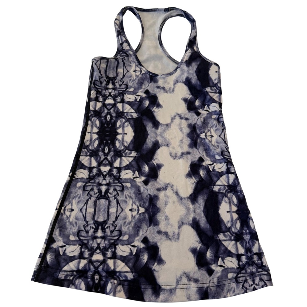Lululemon Racerback Tank Top Blue White Kaleidoscope Tie Dye Activewear